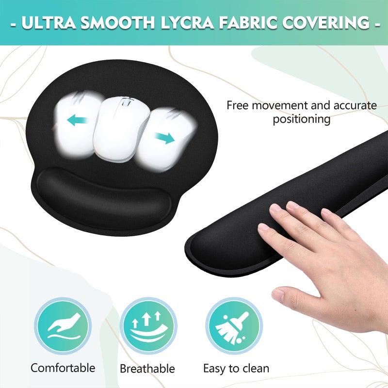 TONOS Mouse Pad and Keyboard Wrist Rest- Ergonomic Wrist Rest for Computer Keyboard and Mouse Pad, Memory Foam Wrist Support for Comfy Typing, Ideal for Laptop, Office, Gaming - Image 5
